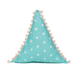 Poduszka „Trójkat mietowy z beżowymi pomponikami”