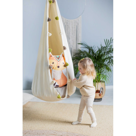 Kokon Kremowy Frędzelek – Bawełniany Kokon Wiszący dla Dzieci | Sówka