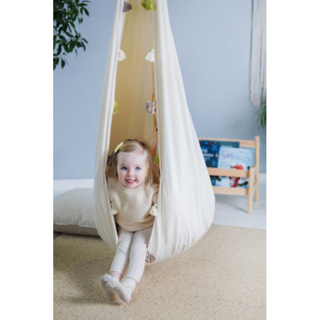 Kokon Kremowy Frędzelek – Bawełniany Kokon Wiszący dla Dzieci | Sówka