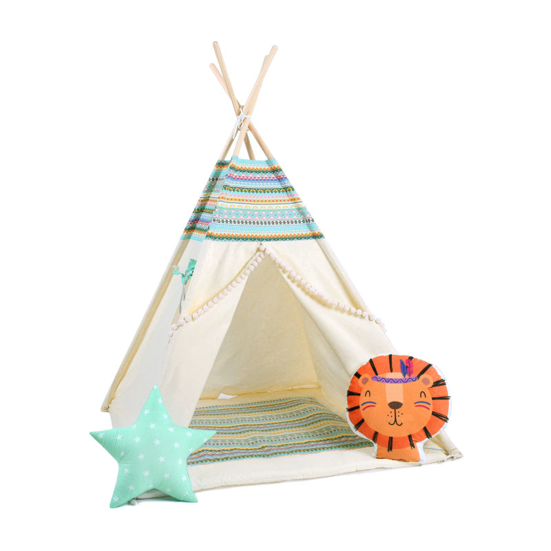 Tipi Indiańska Przygoda z Poduszkami i Kołderką + Poduszka Lew Leo