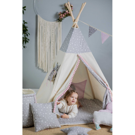 Zestaw Tipi Gwiazdkowa Perełka z Dwoma Poduszkami i Kołderką | Sówka