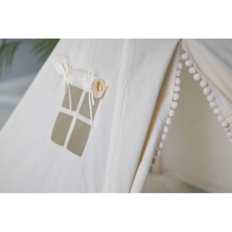 Tipi Kremowy Obłoczek 100% Bawełna z Poduszkami i Kołderką | Sówka