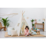 Tipi Błękitny Kącik – Duży Zestaw z Patchworkową Kołderką i Haftem Sky's Limitless | Sówka