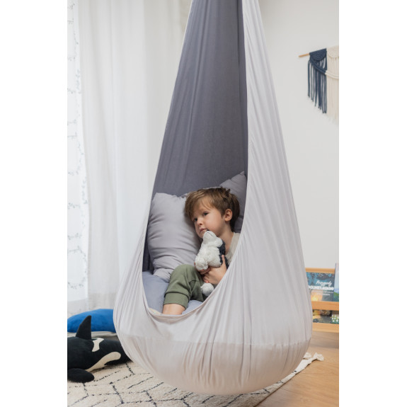 Kokon dla dzieci „Miękka Chmurka" – bawełniany, szary | Sówka Design