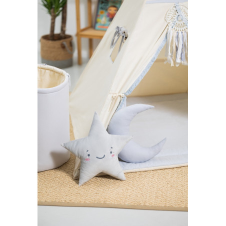 Poduszka Szara Velvet z Haftem Buzią