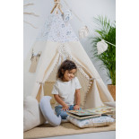 Namiot Tipi "Pastelowi Przyjaciele" - Zestaw Komfortowy z koszem | Pastelowe Leśne Zwierzątka